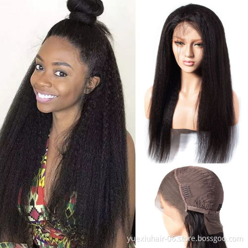 Wholesale Indian 100% Human Swiss HD Transparent Kinds of Lace Glueless Raw Virgin kinky straight Hair Wigs for Black Women